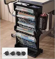 Atkits Rolling Book Shelf Organizer 6 Tier Movable Bookshelf Cart Magazine Rack Book Carts with Wheels for Bedroom Living Room Home School,Black