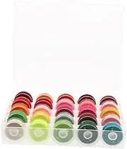 COHEALI 25pcs Transparent Bottom Sewing Bobbins with Thread Spools Durable Polyester Sewing Accessories for Hand and Machine Use Organized Storage Box Included