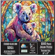 SUNSOUT INC - Stained Glass Zoo Koala - 1000 pc Jigsaw Puzzle by Artist: Kelly Roberts - Finished Size 20" x 27" - MPN# 73301