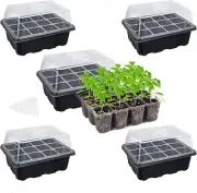 5-Pack Seed Starter Tray Seedling Kits, (12 Cells per Tray,Black)