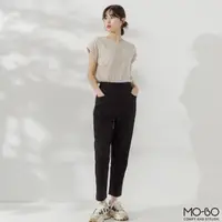 在飛比找momo購物網優惠-【MO-BO】修飾線條彈力錐形褲