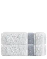 DePera Home Set of 2 Unique Anthracite Stripe Bath Towels
