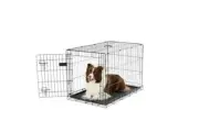 Intermediate Wire Steel Dog Kennel Plastic Pan Portable Single Door Pet Crate