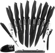 18PCS Stainless Steel Kitchen Knives Set with Acrylic Storage Block, Sharp Knives Sets of Chef Knife
