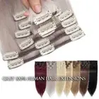 THICK Clip In Remy 100% Real Human Hair Extensions Full Head Weft Hairpiece Long
