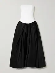[Aje] Aje - Violette Strapless Ruched Cotton-poplin Gown - Black - UK 16 UK 16 Black
