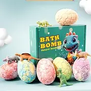 Fohouse Bath Bombs with Surprise Dinosaur Toys Inside, 6 Pack Organic and Natural Bubble Bath Bombs, Bath Bomb Set for Birthday