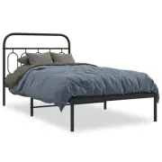 Metal Bed Frame with Headboard Black 106x203cm King Single Size