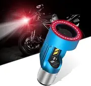 BA20D/H6 Motorcycle LED Headlight Globes 12-24V 6000K Xenon White Angel Eye, Extremely Bright CSP Chips Motorbike Headlamp Bulbs Conversion Kit by KaiDengZhe Hi/Lo Beam CSP (pack of 1)