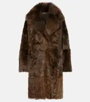 [Nour Hammour] Nour Hammour Evita shearling wrap coat AU 12 brown