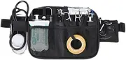 [uxcellmo] Nurse Utility Organizer Fanny Pack Hip Bag Waist Pack Pouch Case with Multi-Compartment and Tape Holder for Medical Scissors Care Kit Tool (Black)