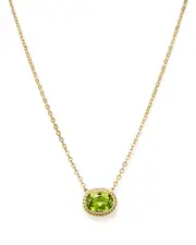 Peridot Bezel Pendant Necklace in 14K Yellow Gold, 18