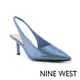 NINE WEST KATELY 漆皮尖頭細跟穆勒鞋-淡藍色