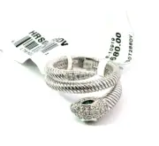 NIB EFFY sterling silver snake ring diamond and tsavorite size 6.5 $660 retail
