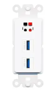 [3 Ports] SPEAKER 2 USB-3 Rocker Wall Plate White