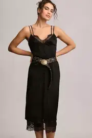By Anthropologie Lace Button-Front Slip Dress size 6 new nwt black color