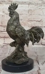 Rooster Chicken Country Kitchen Collectible Bronze Marble Statue Collector Gift