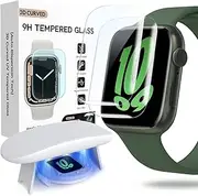 FLOKINICE Compatible for Apple Watch Series 9 Series 8 Series 7 Screen Protector 41mm, Tempered Glass Full Coverage Infinite HD Film for iWatch Series 7 8 9 41mm, 2 Pack
