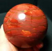 TOP 1015G Natural Polished Wood Grain Stone Crystal Sphere Ball Healing WD322