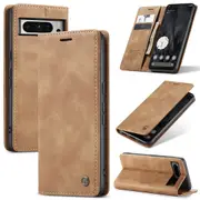 CaseMe Google Pixel 8 Pro 5G Classic PU Leather Folio Case Cover [Brown]