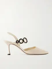 [Manolo Blahnik] Manolo Blahnik - Sidi 70 Cutout Leather Pointed-toe Slingback Pumps - Cream - IT40.5 IT 40.5 Cream