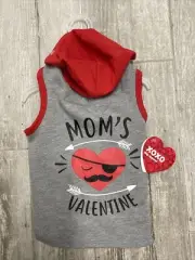 SIMPLY WAG VALENTINE'S DAY Gray-Red Trim "MOM'S VALENTINE" HOODIE Puppy/Dog XS