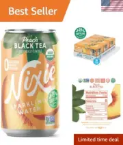 Organic Peach Black Tea Sparkling Water, Lightly Caffeinated 30mg - 12 fl oz ...