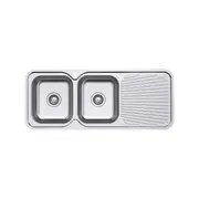 Estilo Stainless Steel Double Left Hand Bowl Inset Sink With Drainer
