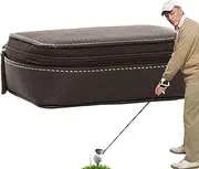 Golf Glove Case - Portable Leather Golf Ball Holder - Waterproof Multi-Functional Sport Accessories for Course Home Travel Trip Car Display Standbag Training