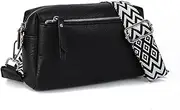 [Gladdon] Women Crossbody Bag Patterned Wide Strap PU Leather Handbag Multi Pockets Shoulder Satchel bag for Daily Use