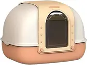 Anti-Splashing Large Enclosed Litter Box Easy Clean and Assemble Cat Litter Pan with Scoop and Mat Litter Tray