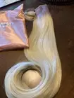 Insert Name Here INH Brit Long Curly Ponytail Ash Brn Root, Champagne Ends NEW!
