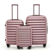 3pc Tosca Como Heavy-Duty Polycarbonate Shell Suitcase/Luggage Set Rose Gold