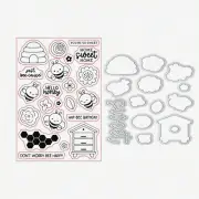 HAP-Bee Birthday Clear Stamps & Metal Cutting Dies Set for DIY Scrapbooking & Ca