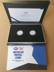 2024 $1 AFL AFLW Fine Silver Coloured Proof Two Coin Set RAM Low Mintage 1500