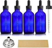 4 Pack 4oz Glass Dropper Bottles with Measured Dropper - 120ml Dark Blue Tincture Bottles with Calibrated Glass Eye Droppers (1ml), Leakproof Essential Oils Bottles for Health, Personal Care & Beauty