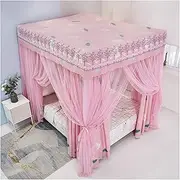 Princess Bed Canopy Bedroom 4 Corner Post Canopy Curtains Double Encrypted Mosquito Net with Dustproof Roof Blackout Bed Curtains(Size:180×200×200cm,Color:C)