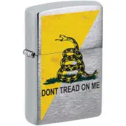 Zippo Windproof Pocket Lighter Dont Tread On Me Brushed Chrome Metal 48118
