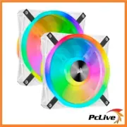 Corsair iCUE QL140 RGB 140mm PWM White Case Fan 2 Pack Lighting Node CORE 14cm