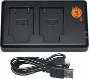 DSTE USB Dual Battery Charger Compatible with Olympus Li-40B, LI-42B, Fuji NP-45 Battery - Powered by Micro USB to USB-A 2.0 Charging Cable