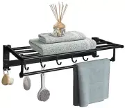 Aluminum Folding Towel Rack/Towel Stand/Hanger/Bathroom Accessories 24'' Black