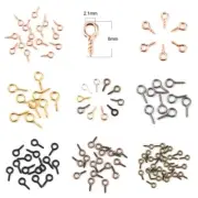 50 x Small Tiny Mini Eye Pins Hooks Eyelets Screw Threaded Peg Bails 8mm-14mm