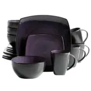 Gibson Home Soho Lounge Square Stoneware 16-piece Dinnerware Set, Multi Color
