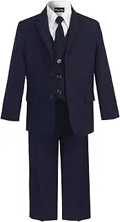 [OLIVIA KOO] Boys Solid 5-Piece Formal Suit Set with Matching Neck Tie