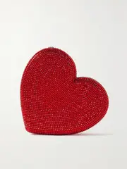 [Judith Leiber Couture] Judith Leiber Couture - Heart Crystal-embellished Silver-tone Clutch - Red - One size One size Red