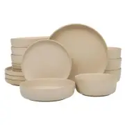 Pasco 16 Piece (Service for 4) Plates and Bowls Double Bowl Reactive Glaze Di...
