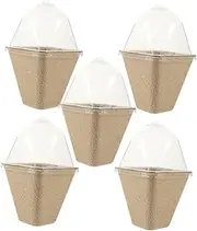 Milisten 20pcs Paper Pots for Seedlings Miniature Nursery Flowerpots with Cover Durable Pulp for Outdoor Plants for Succulents and Plant Growth