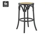 Matt Blatt Bentwood Backless Bar Stool (Black/Rattan Seat)