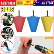 Foam Drill Polishing Cone Ball Pads Kit Car Hub Waxing Buffing Wheel Polisher 3x