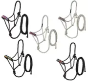 Mule Tape Halter and Lead with Beaded Noseband - 4 beaded pattern choices